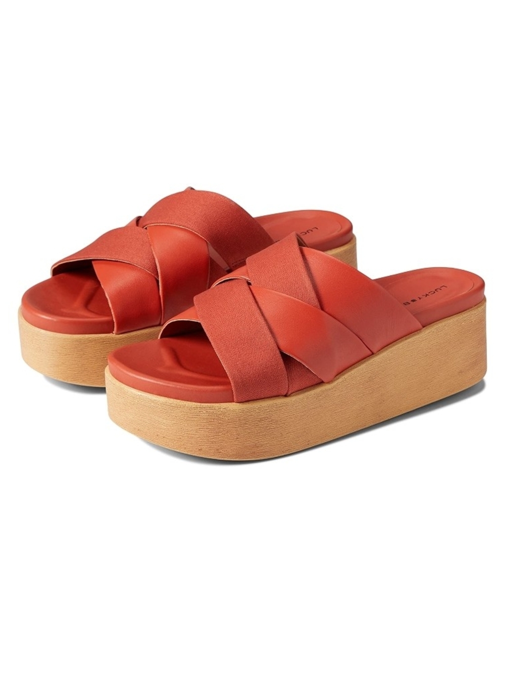 Platform Slide Sandals in Burnt Orange